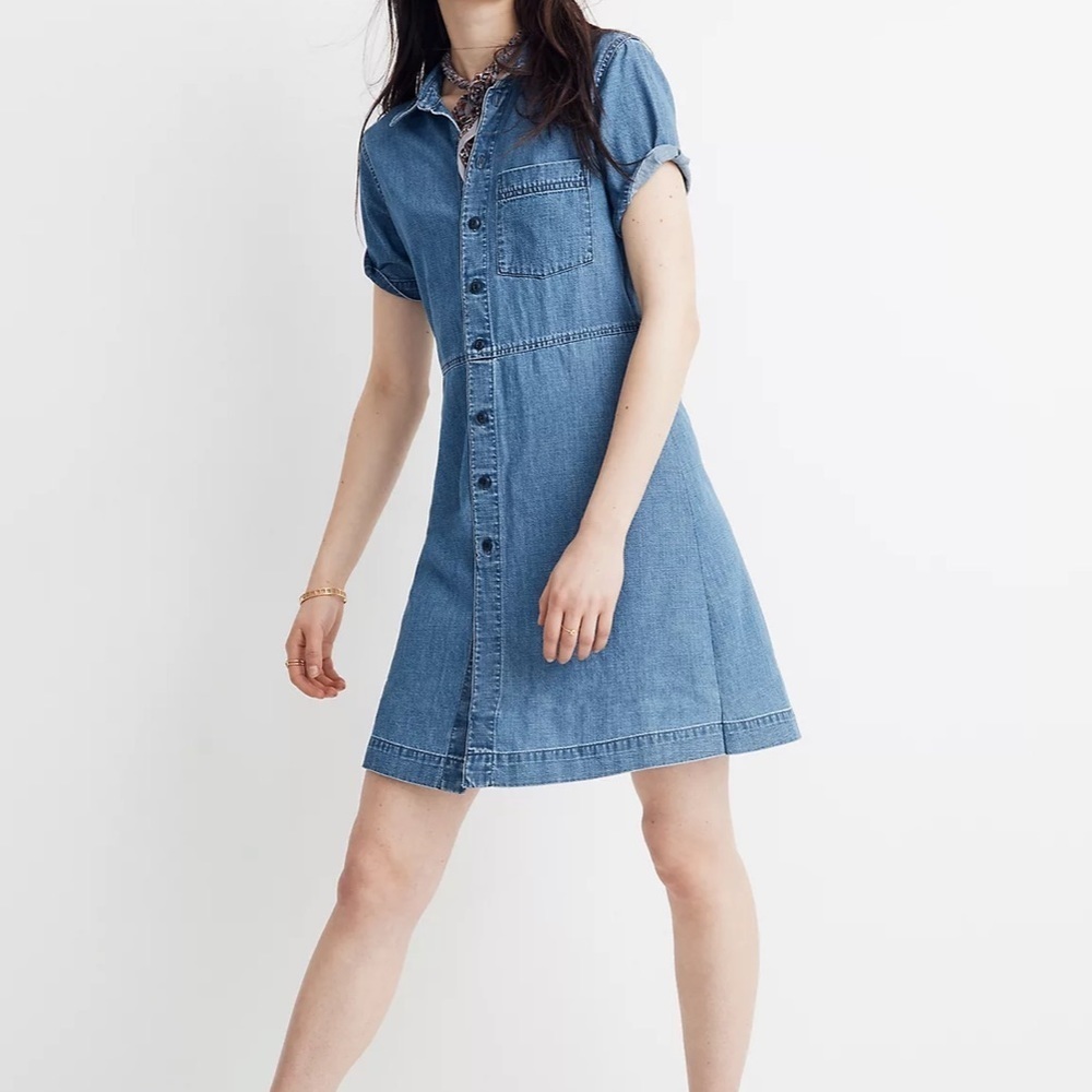 Madewell Denim Waisted Shirtdress in Penview Wash